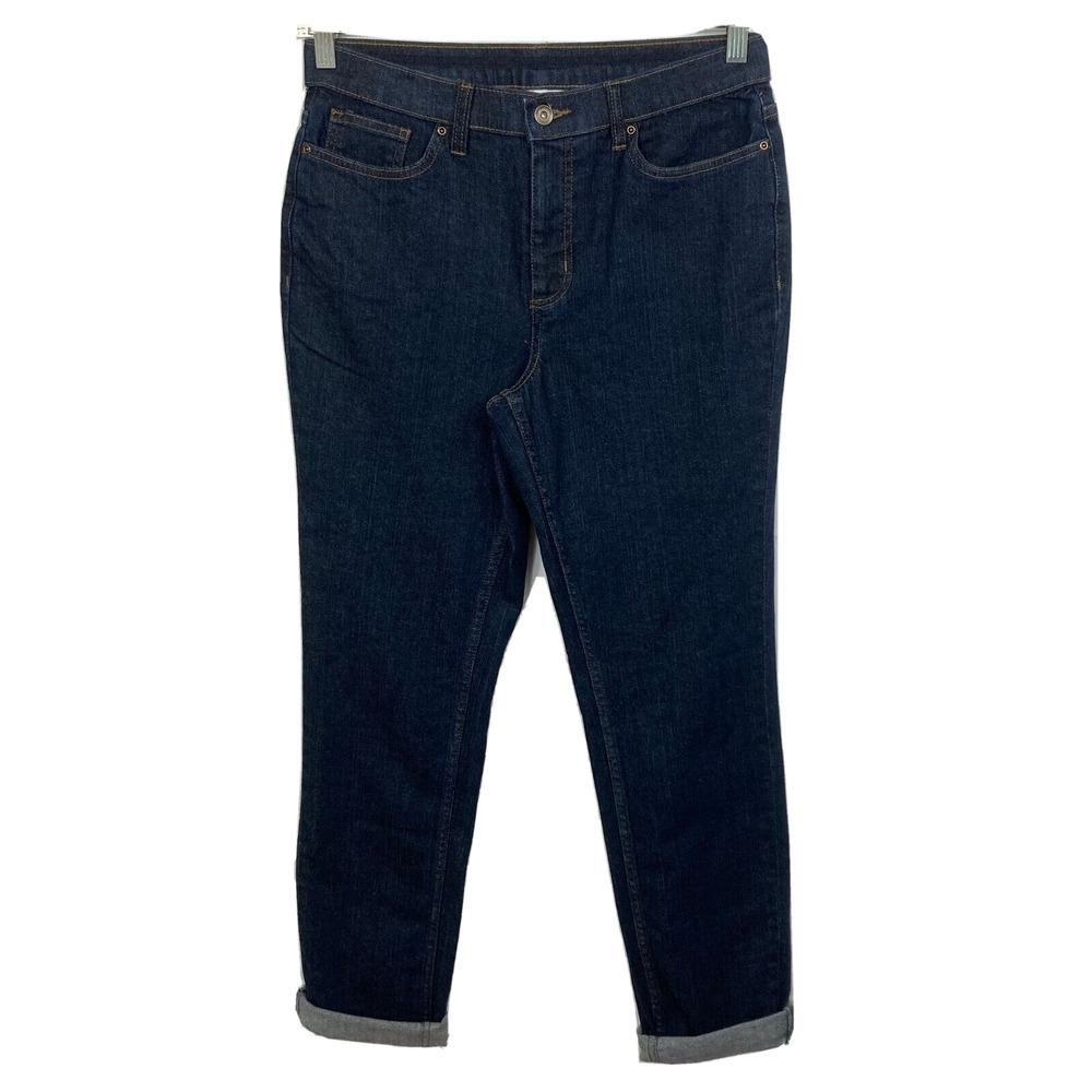 Denim‎ & Co Jeans Womens Sz 8T Tall Blue Cotton Stretch Cuffed Jeans New
